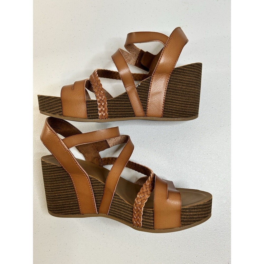 Cognac Xappeal Womens Maggy Wedge Sandal Size 10|